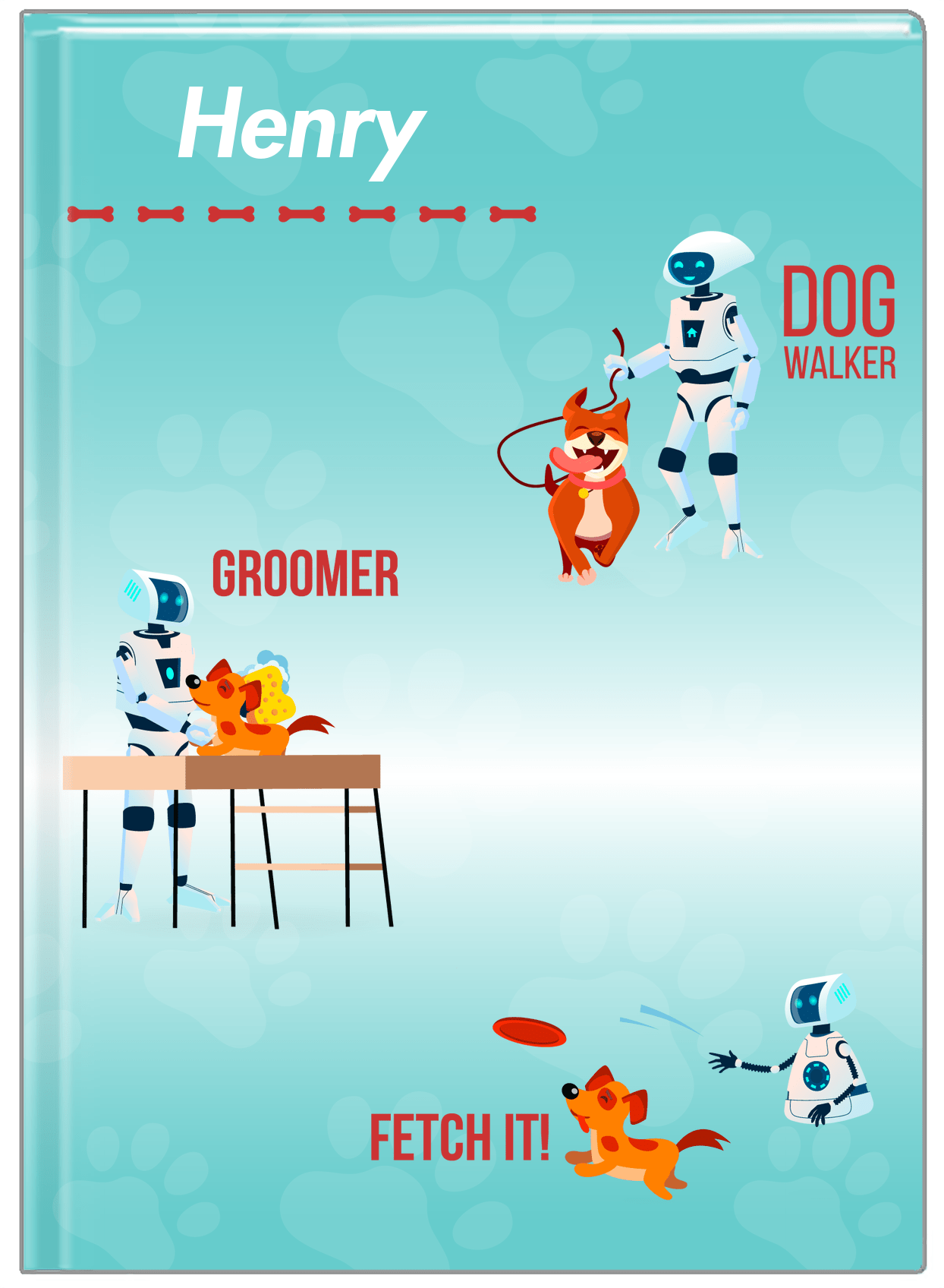 Personalized Robots Journal VIII - Canine Assistant - Teal Background - Front View