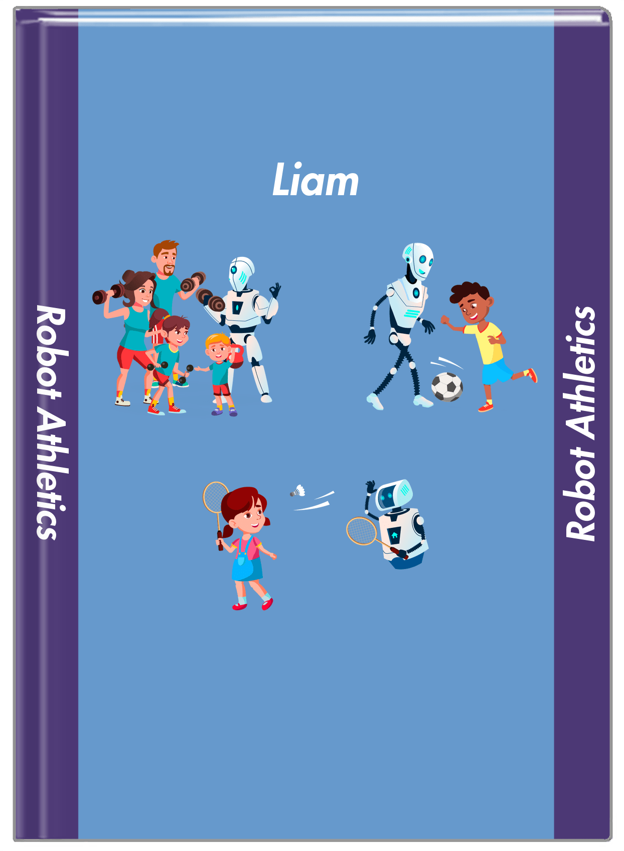 Personalized Robots Journal IX - Robot Athletics - Blue Background - Front View