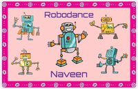 Thumbnail for Personalized Robots Placemat II - Robodance Party - Pink Background -  View