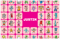 Thumbnail for Personalized Robots Placemat IV - Robot Crew - Pink Background -  View