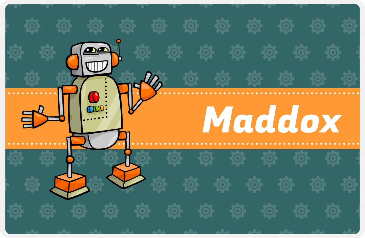Personalized Robots Placemat V - Robot Gears - Robot I -  View