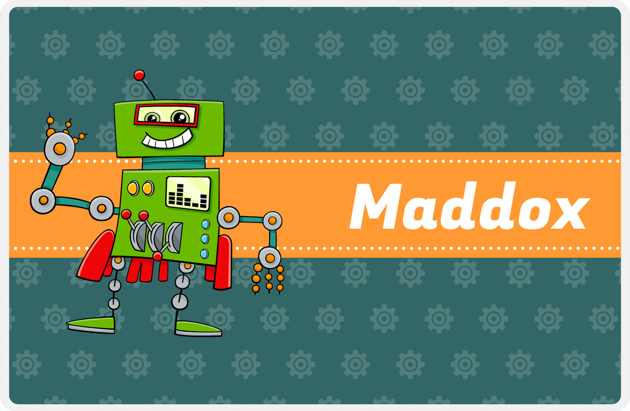 Personalized Robots Placemat V - Robot Gears - Robot III -  View