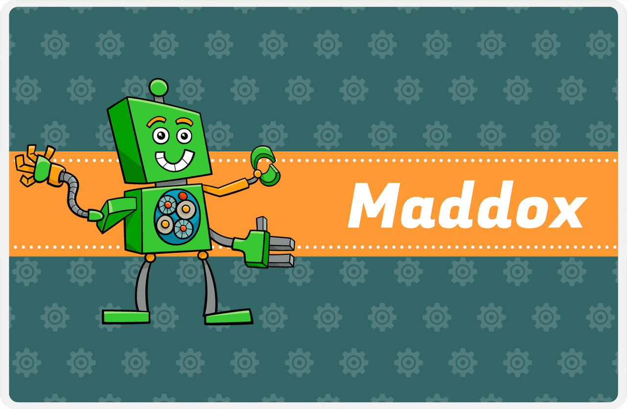 Personalized Robots Placemat V - Robot Gears - Robot IV -  View