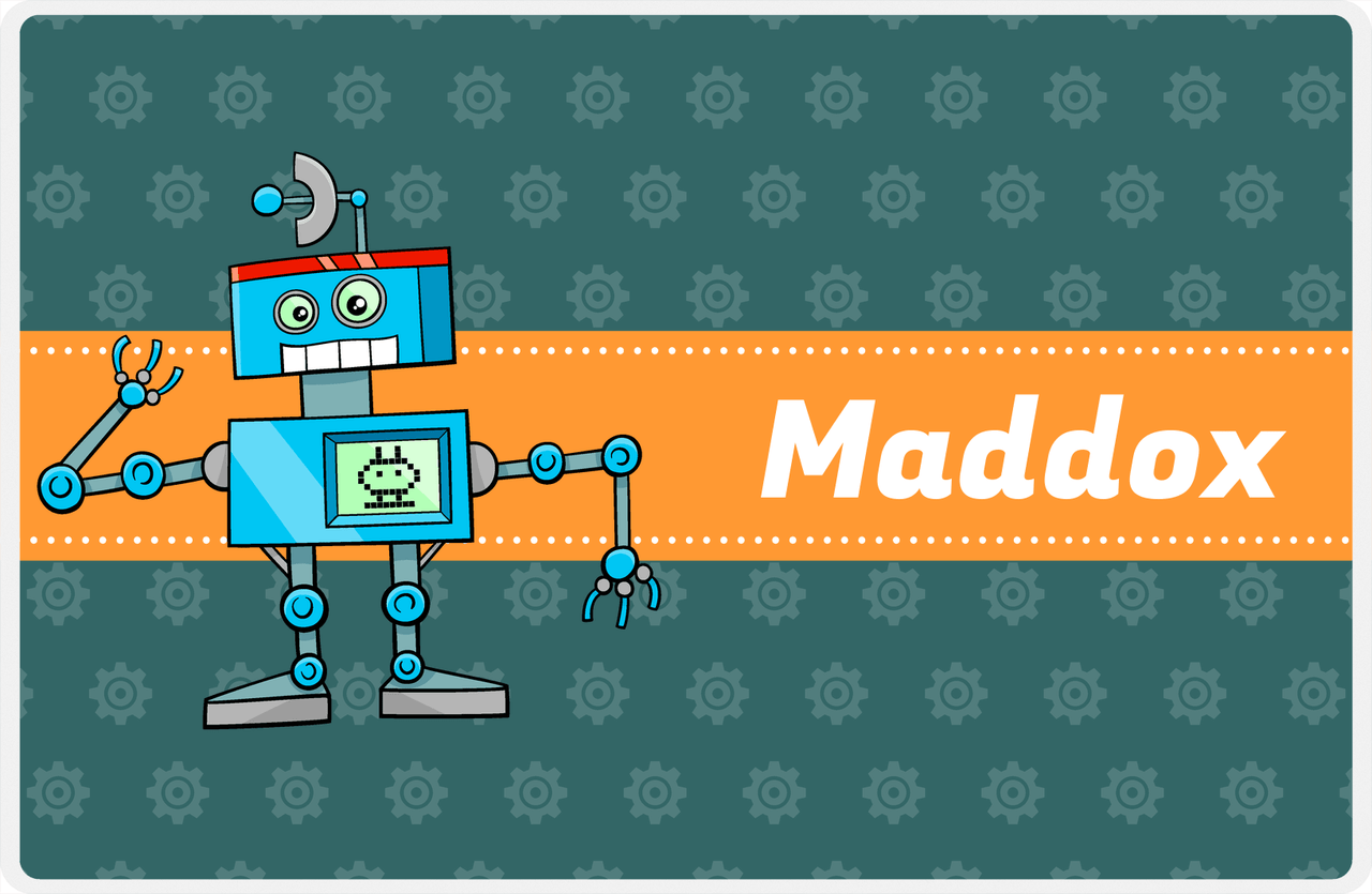 Personalized Robots Placemat V - Robot Gears - Robot V -  View