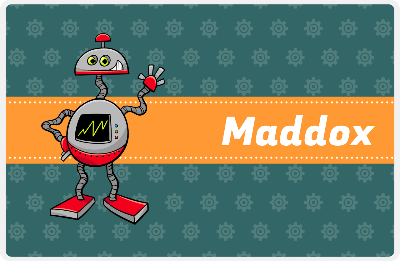 Personalized Robots Placemat V - Robot Gears - Robot VI -  View