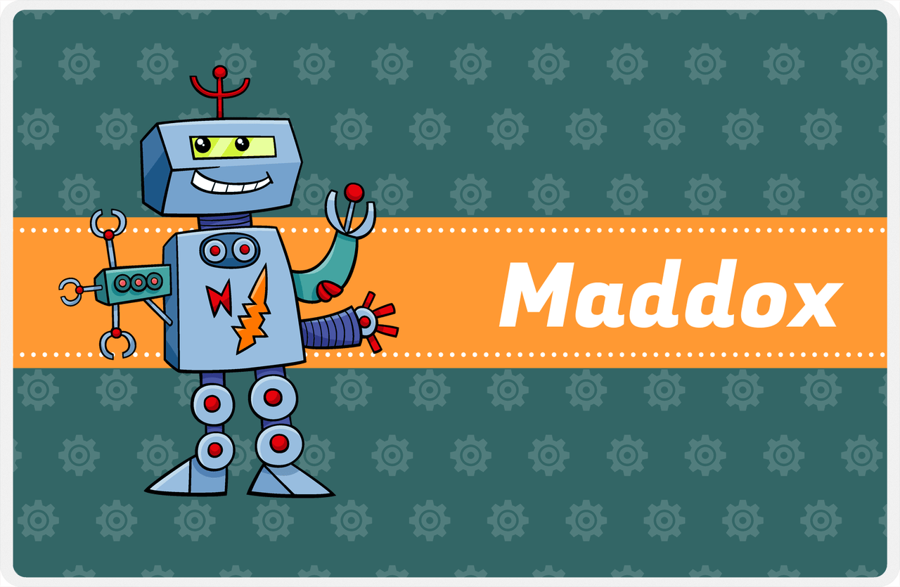 Personalized Robots Placemat V - Robot Gears - Robot IX -  View
