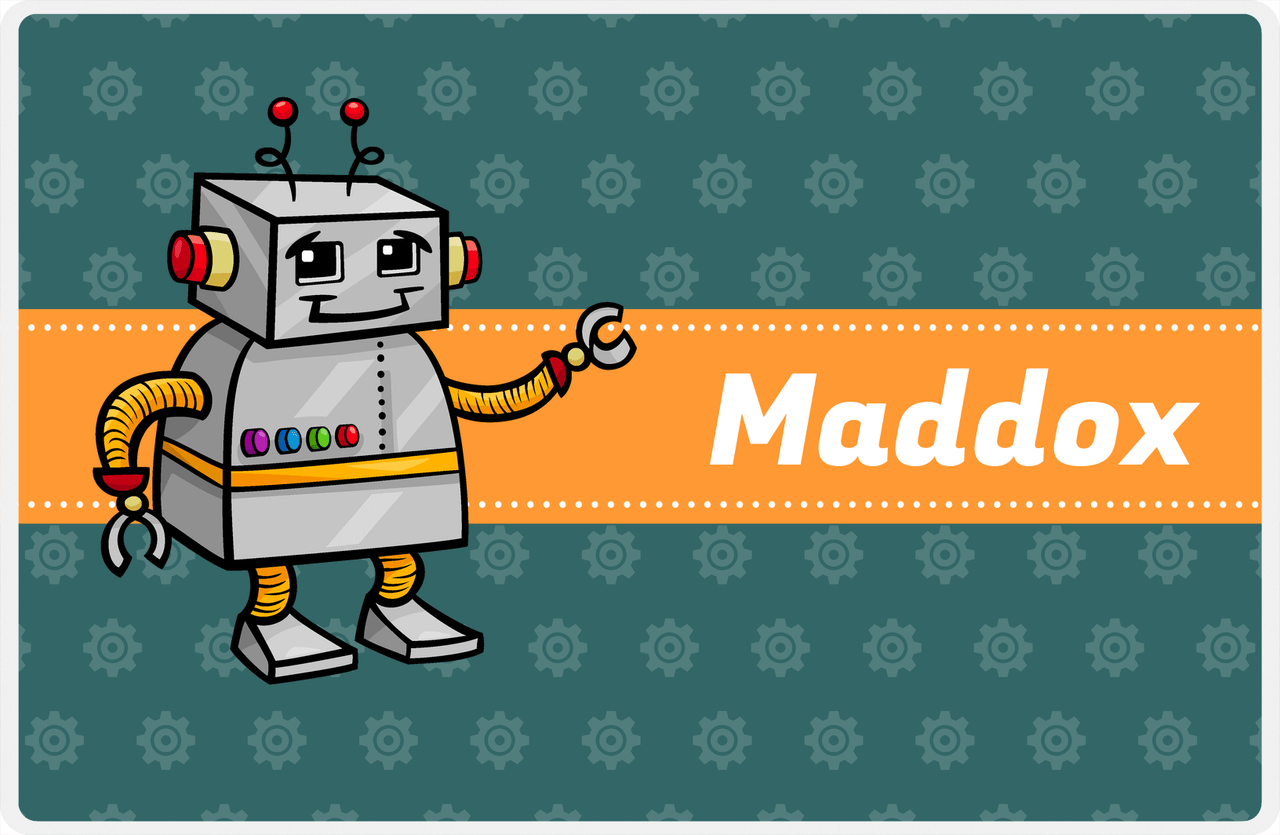 Personalized Robots Placemat V - Robot Gears - Robot X -  View