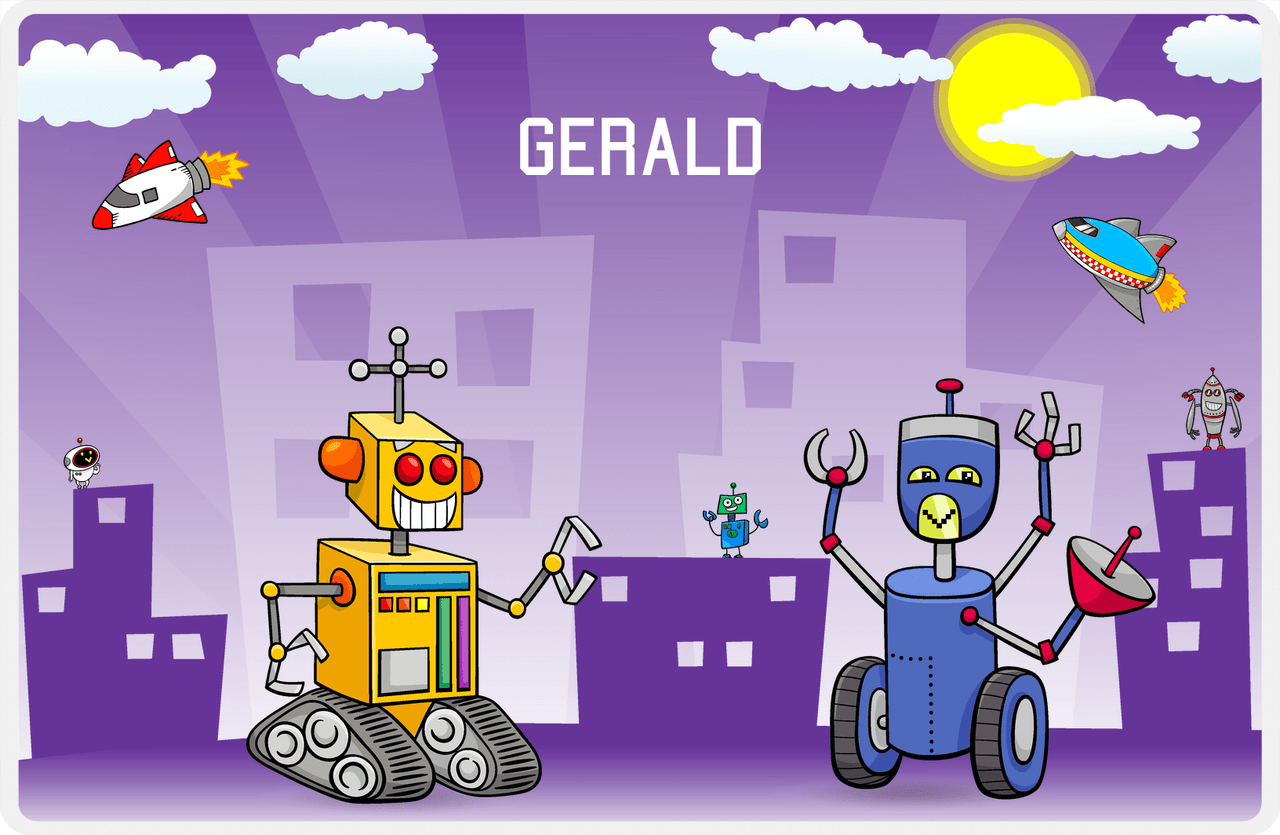 Personalized Robots Placemat VI - Future City - Robot I -  View