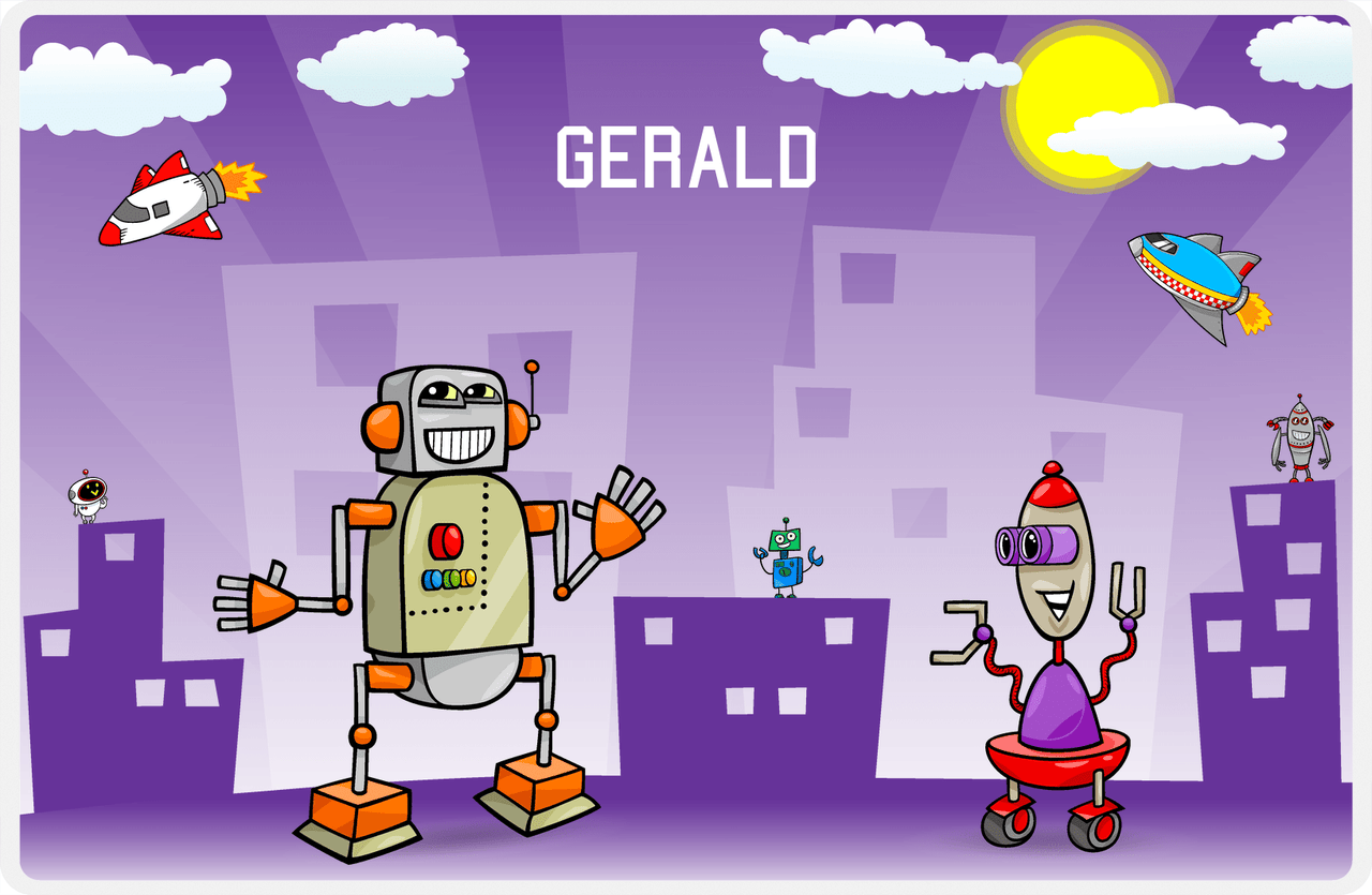 Personalized Robots Placemat VI - Future City - Robot II -  View