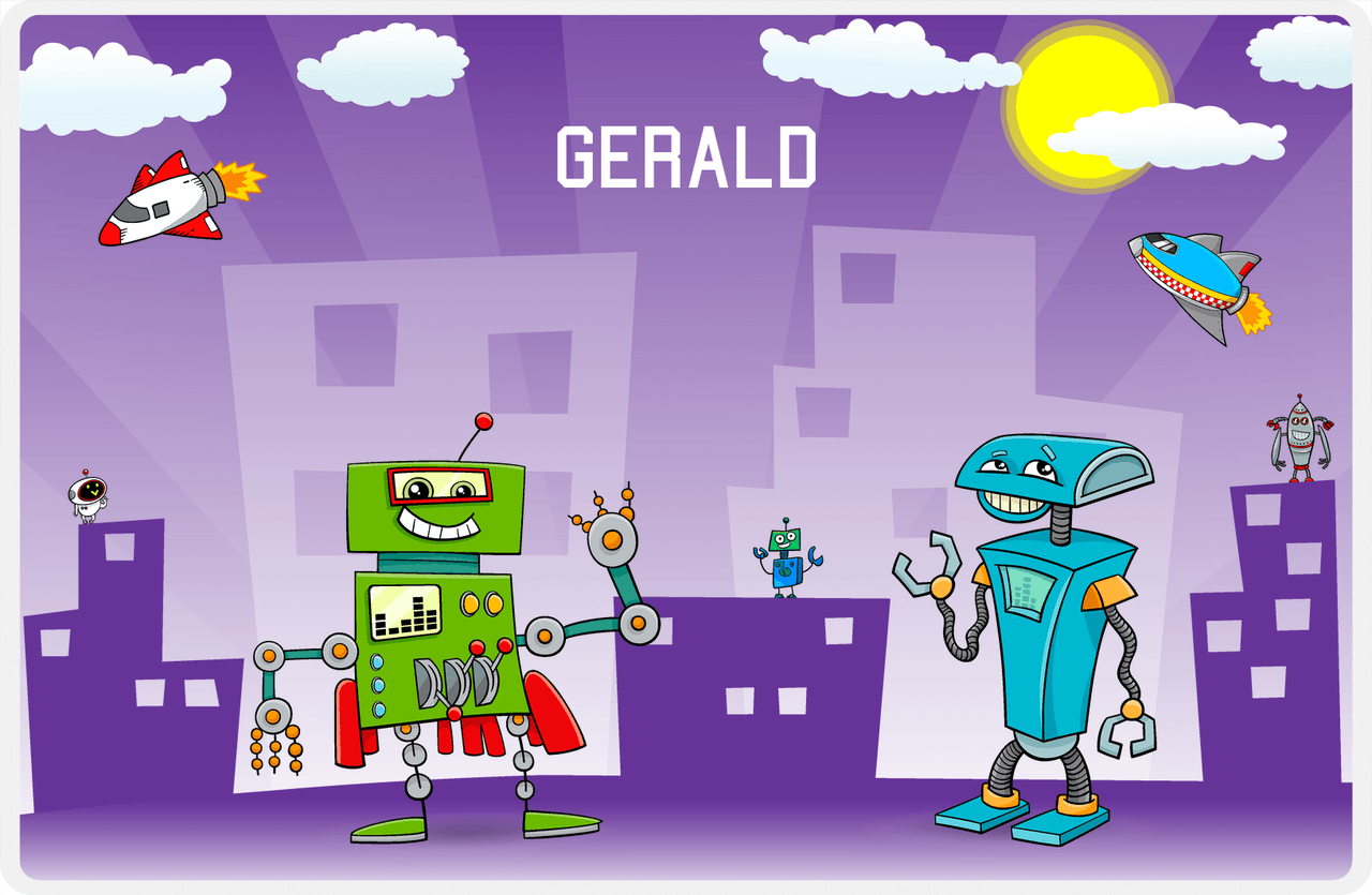 Personalized Robots Placemat VI - Future City - Robot III -  View