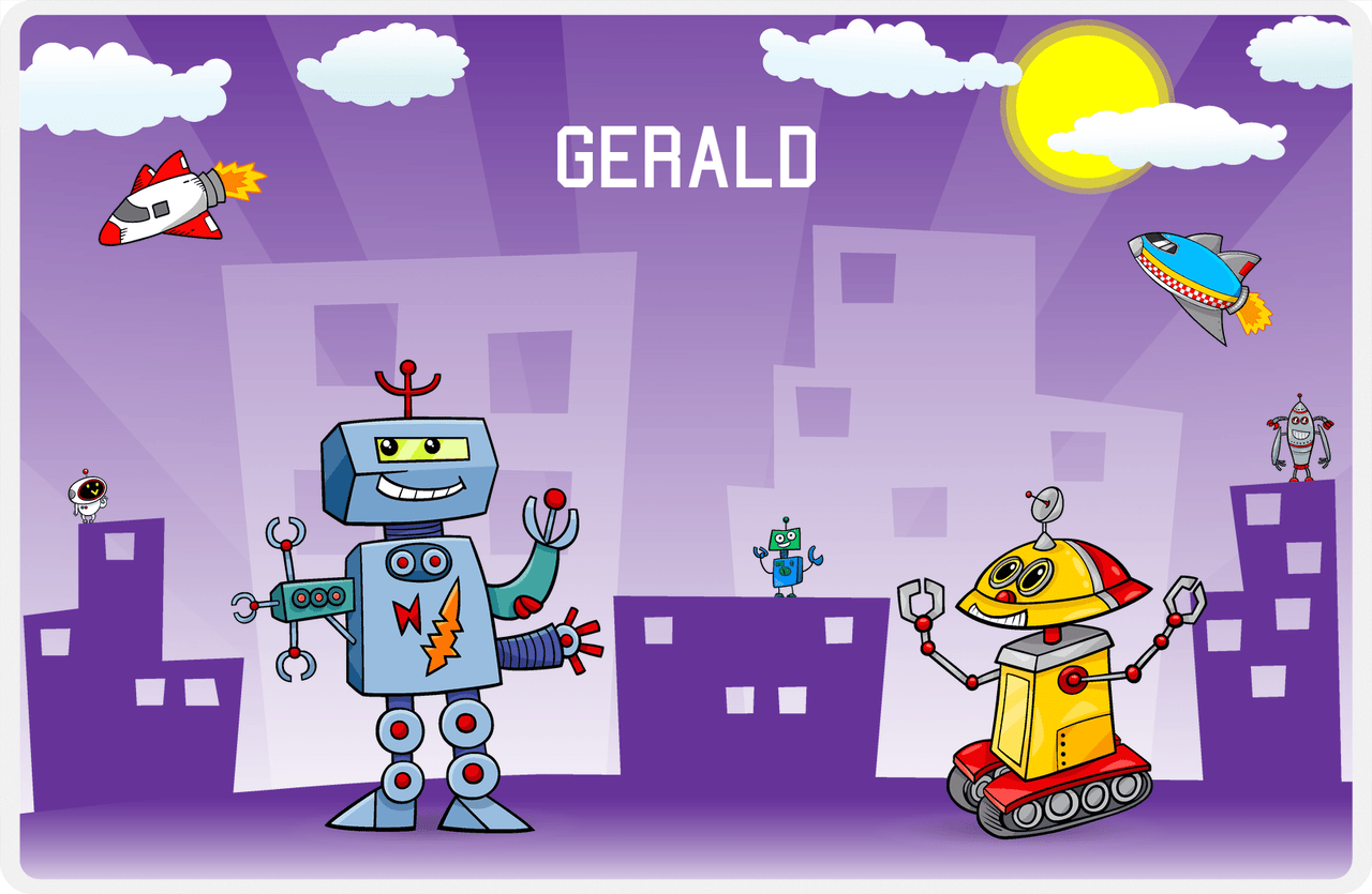 Personalized Robots Placemat VI - Future City - Robot V -  View
