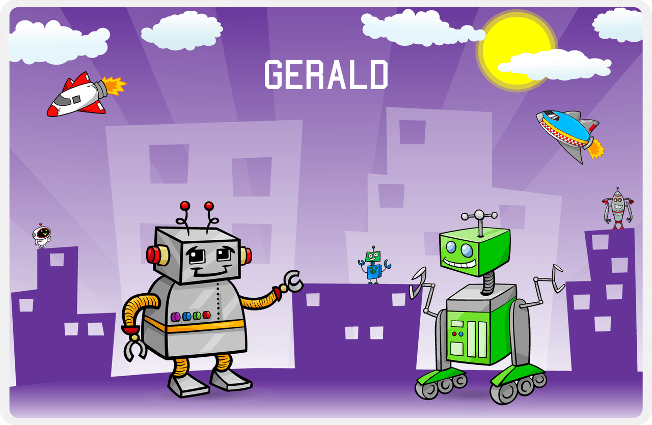 Personalized Robots Placemat VI - Future City - Robot VI -  View