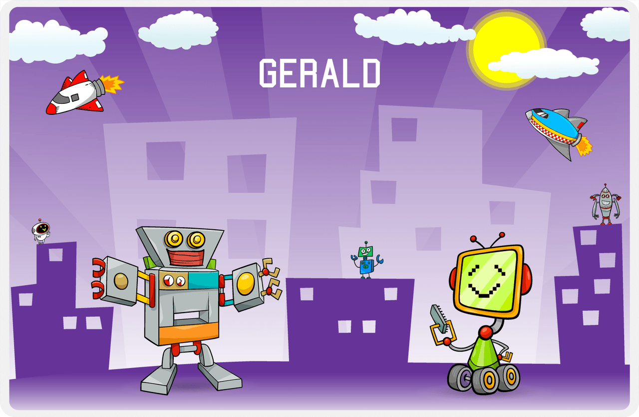 Personalized Robots Placemat VI - Future City - Robot VIII -  View