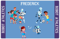 Thumbnail for Personalized Robots Placemat IX - Robot Athletics - Blue Background -  View