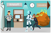 Thumbnail for Personalized Robots Placemat X - Bank Guard - Teal Background -  View