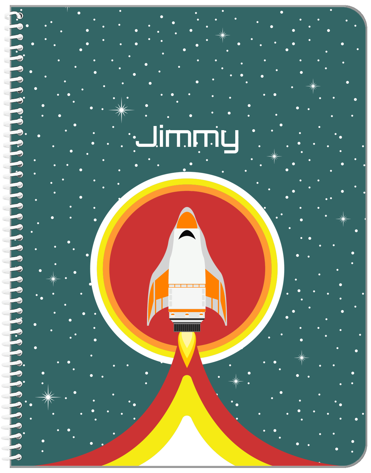Personalized Rocket Ship Notebook X - Rocket Launch I - Front View