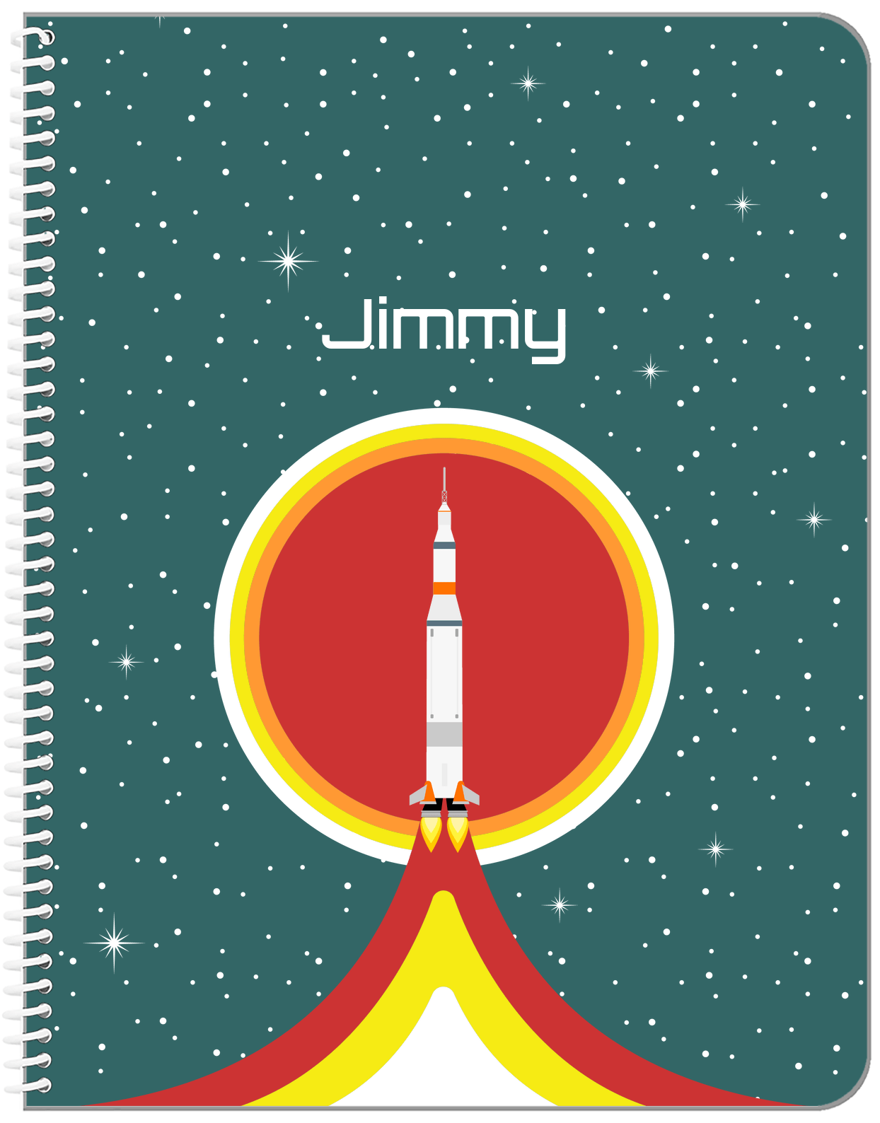 Personalized Rocket Ship Notebook X - Rocket Launch IX - Front View