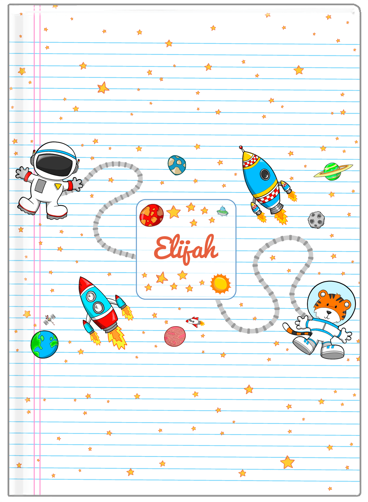 Personalized Rocket Ship Journal I - Star Tiger - White Background - Front View