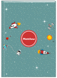Thumbnail for Personalized Rocket Ship Journal II - Galaxy Center - Circle Nameplate - Front View