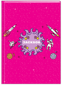 Thumbnail for Personalized Rocket Ship Journal V - Fireball Galaxy - Pink Background - Front View