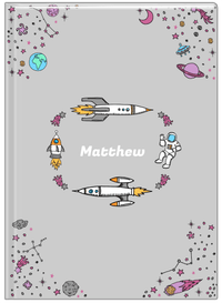 Thumbnail for Personalized Rocket Ship Journal VI - Space Orbit - Grey Background - Front View
