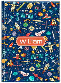 Thumbnail for Personalized Rocket Ship Journal IX - Blue Background - Decorative Rectangle Nameplate - Front View