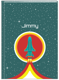 Thumbnail for Personalized Rocket Ship Journal X - Teal Background - Rocket II - Front View