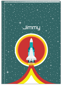 Thumbnail for Personalized Rocket Ship Journal X - Teal Background - Rocket III - Front View