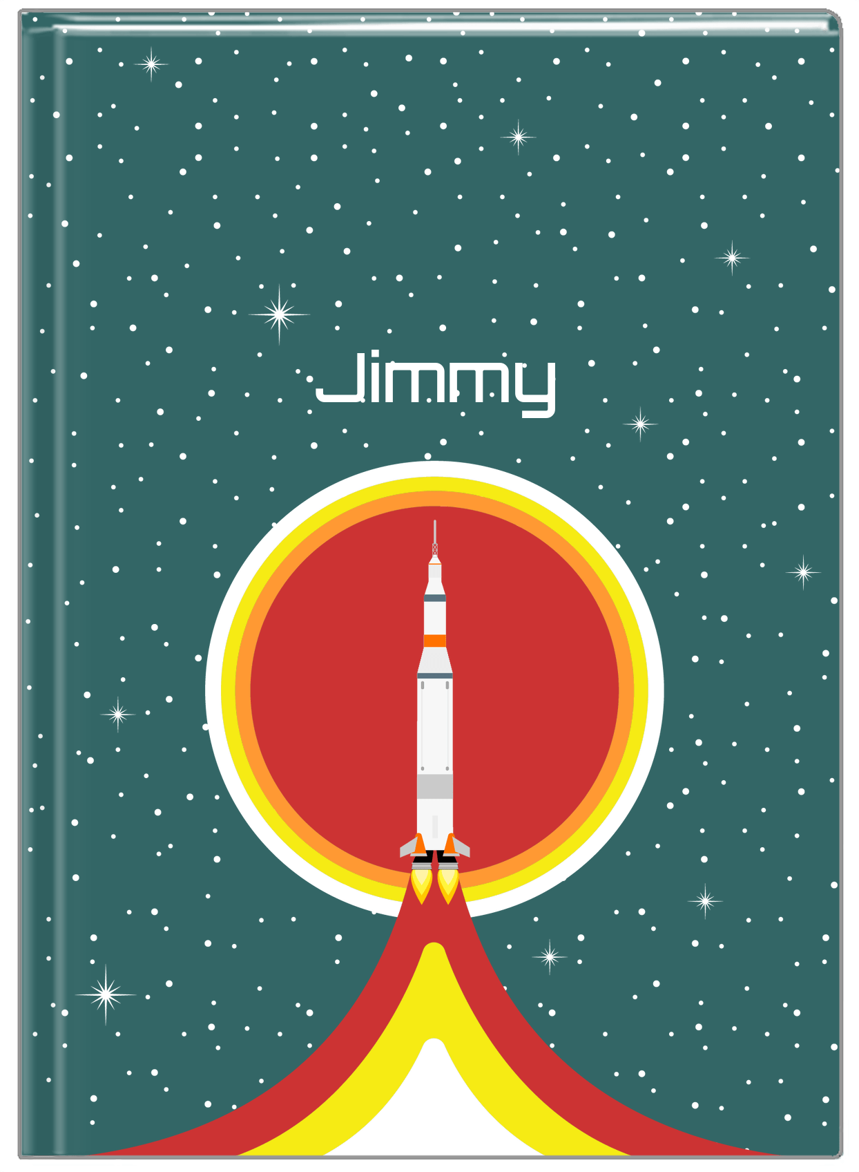 Personalized Rocket Ship Journal X - Teal Background - Rocket IX - Front View