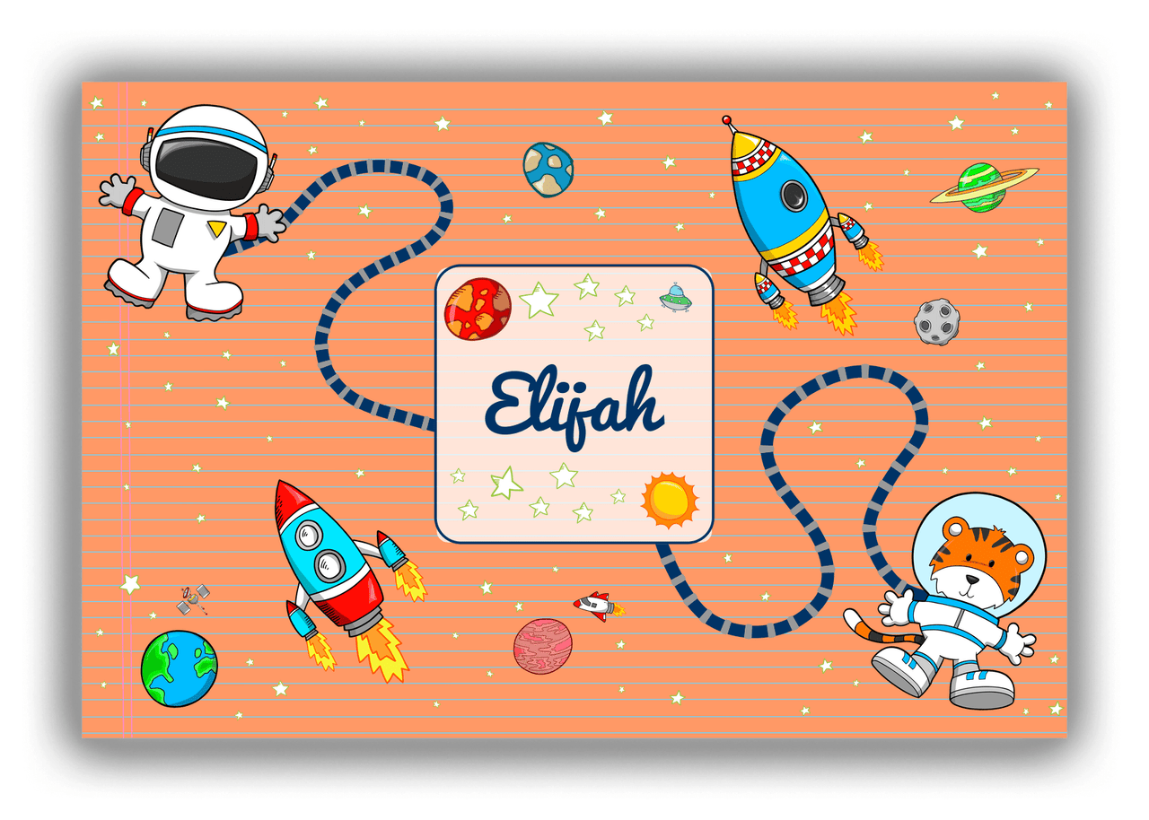 Personalized Rocket Ships Canvas Wrap & Photo Print I - Star Tiger - Orange Background - Front View
