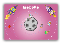 Thumbnail for Personalized Rocket Ships Canvas Wrap & Photo Print III - Dinosaur Astronaut - Pink Background - Front View