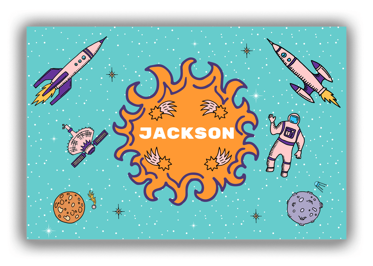 Personalized Rocket Ships Canvas Wrap & Photo Print V - Fireball Galaxy - Teal Background - Front View