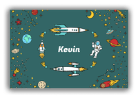 Thumbnail for Personalized Rocket Ships Canvas Wrap & Photo Print VI - Space Orbit - Teal Background - Front View