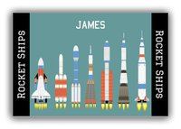 Thumbnail for Personalized Rocket Ships Canvas Wrap & Photo Print VIII - Teal Background - Front View