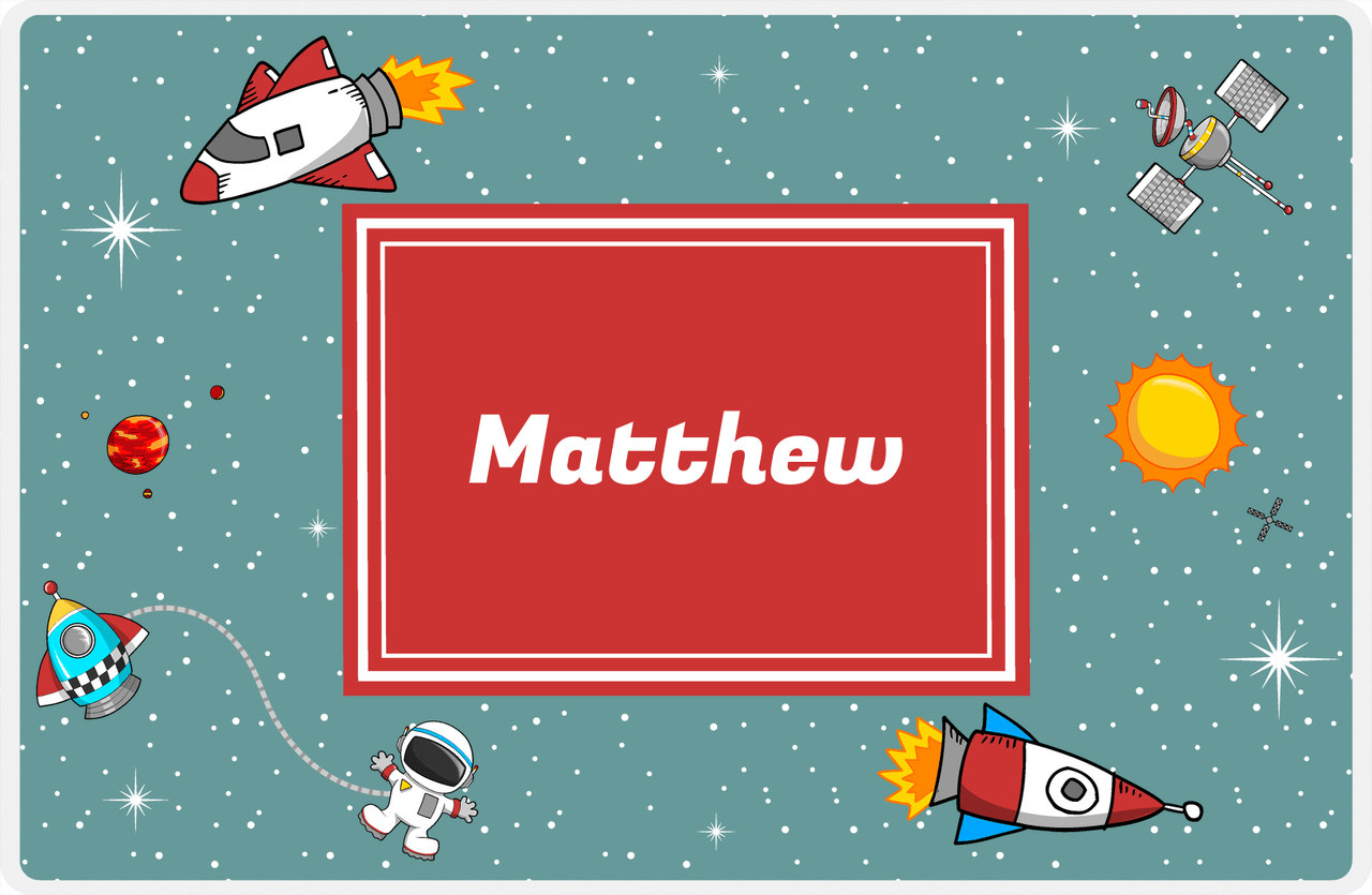 Personalized Rocket Ship Placemat II - Galaxy Center - Rectangle Nameplate -  View