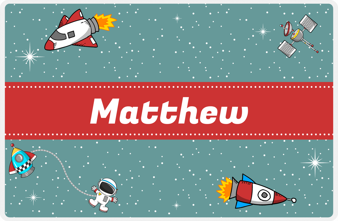 Personalized Rocket Ship Placemat II - Galaxy Center - Ribbon Nameplate -  View