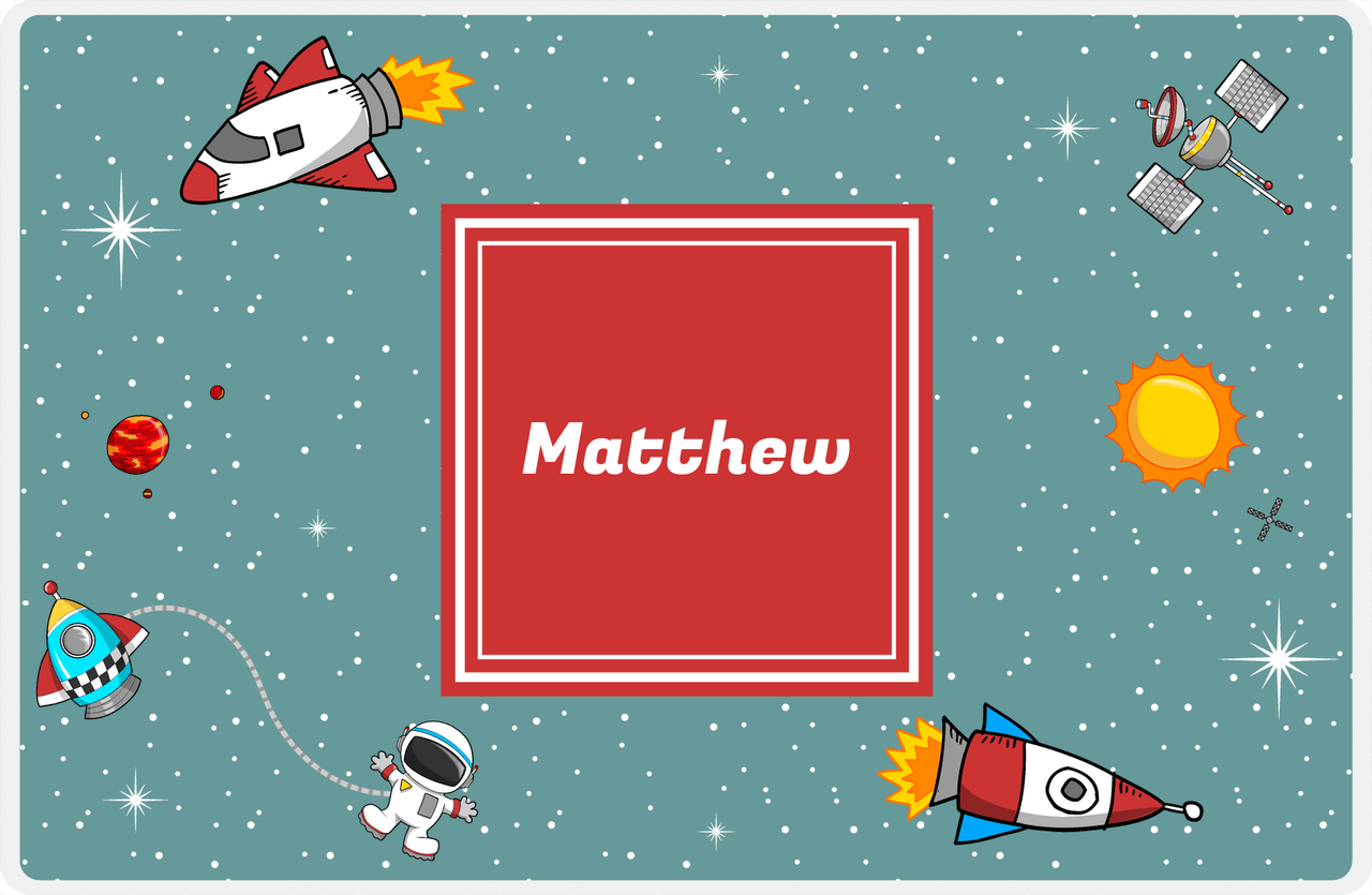 Personalized Rocket Ship Placemat II - Galaxy Center - Square Nameplate -  View