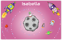 Thumbnail for Personalized Rocket Ship Placemat III - Dinosaur Astronaut - Pink Background -  View