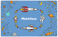 Thumbnail for Personalized Rocket Ship Placemat VI - Space Orbit - Blue Background -  View