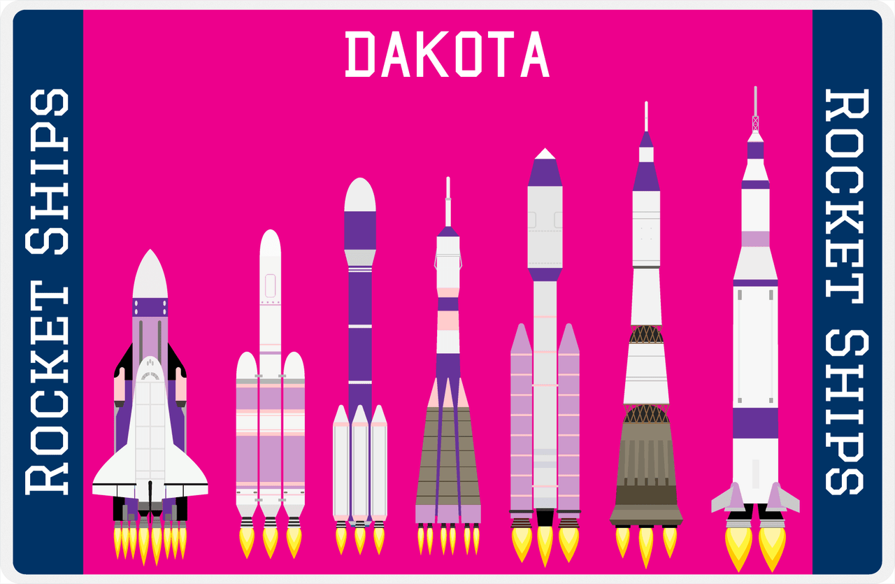Personalized Rocket Ship Placemat VIII - Pink Background -  View