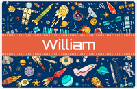 Thumbnail for Personalized Rocket Ship Placemat IX - Blue Background - Ribbon Nameplate -  View