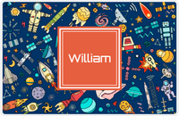 Thumbnail for Personalized Rocket Ship Placemat IX - Blue Background - Square Nameplate -  View