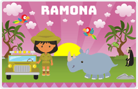Thumbnail for Personalized Safari / Zoo Placemat II - Rhino Buddy - Black Girl I -  View