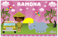 Thumbnail for Personalized Safari / Zoo Placemat II - Rhino Buddy - Black Girl II -  View