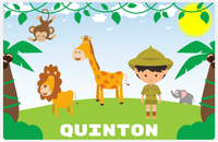 Thumbnail for Personalized Safari / Zoo Placemat III - Savanah Hill - Black Hair Boy -  View