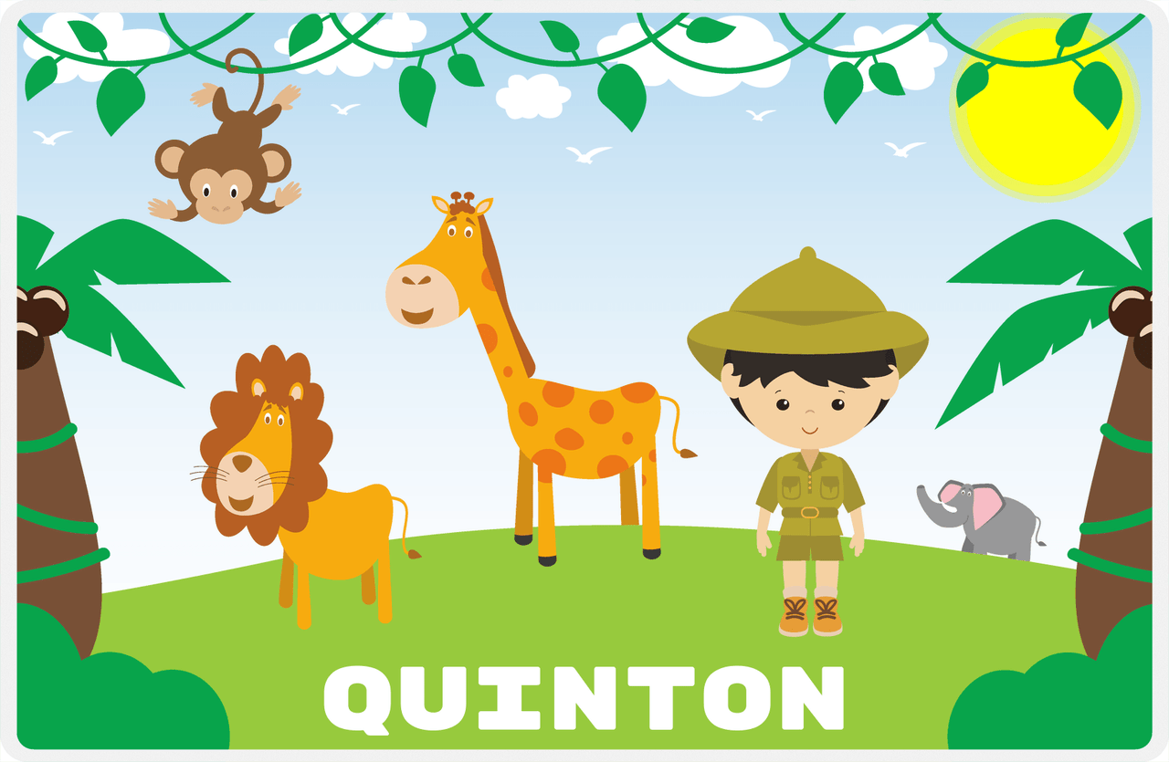 Personalized Safari / Zoo Placemat III - Savanah Hill - Asian Boy -  View