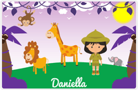 Thumbnail for Personalized Safari / Zoo Placemat IV - Savanah Hill - Black Hair Girl -  View