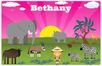 Thumbnail for Personalized Safari / Zoo Placemat VI - Safari Walkabout - Blonde Girl -  View