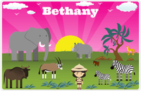 Thumbnail for Personalized Safari / Zoo Placemat VI - Safari Walkabout - Asian Girl -  View