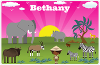 Thumbnail for Personalized Safari / Zoo Placemat VI - Safari Walkabout - Black Girl II -  View